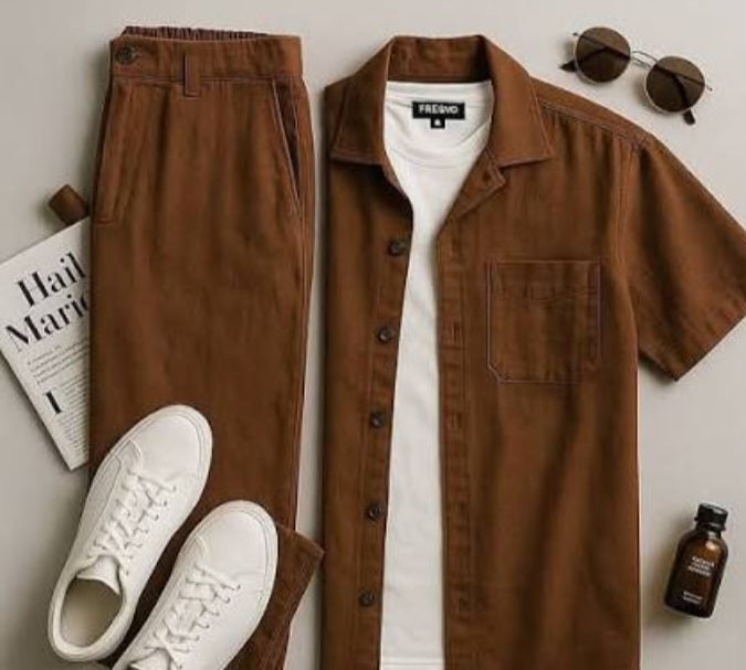 Men's Full Set — Brown Shirt & Trousers