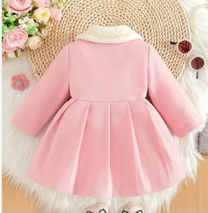 Kids Faux-Fur Collar Coat Dress (3-4 Years)