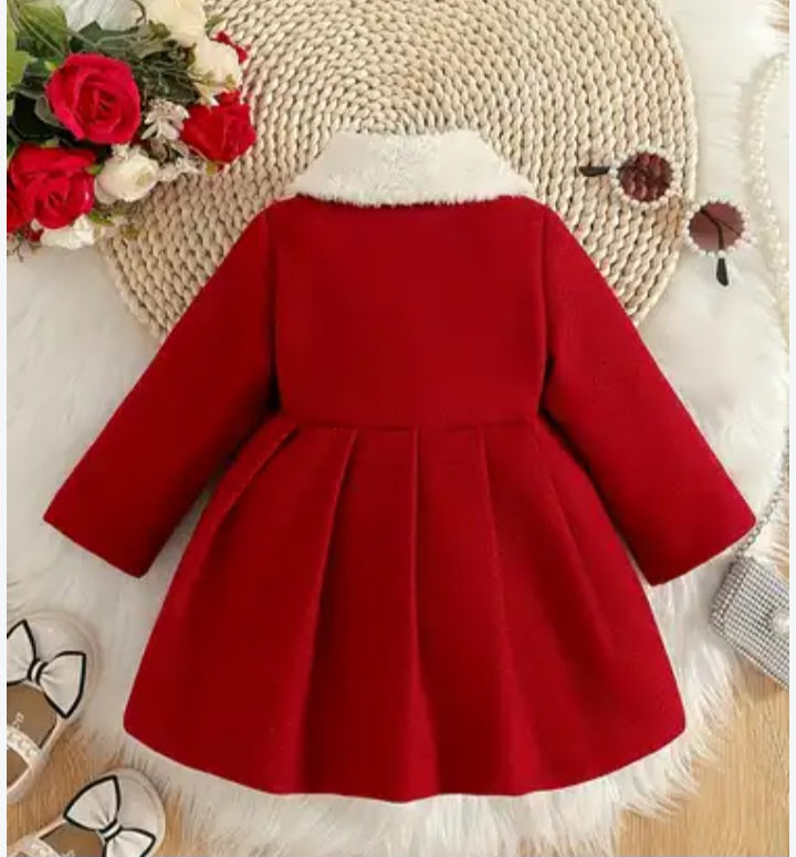 Kids Faux-Fur Collar Coat Dress (3-4 Years)